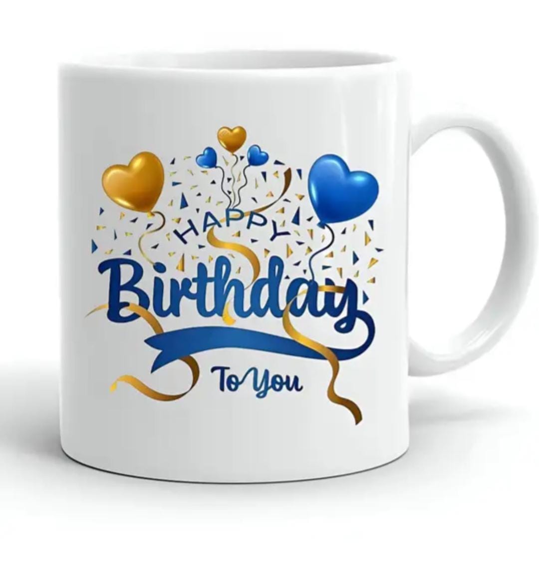 Happy Birthday Printed Ceramic Coffee Mug (350 ml)