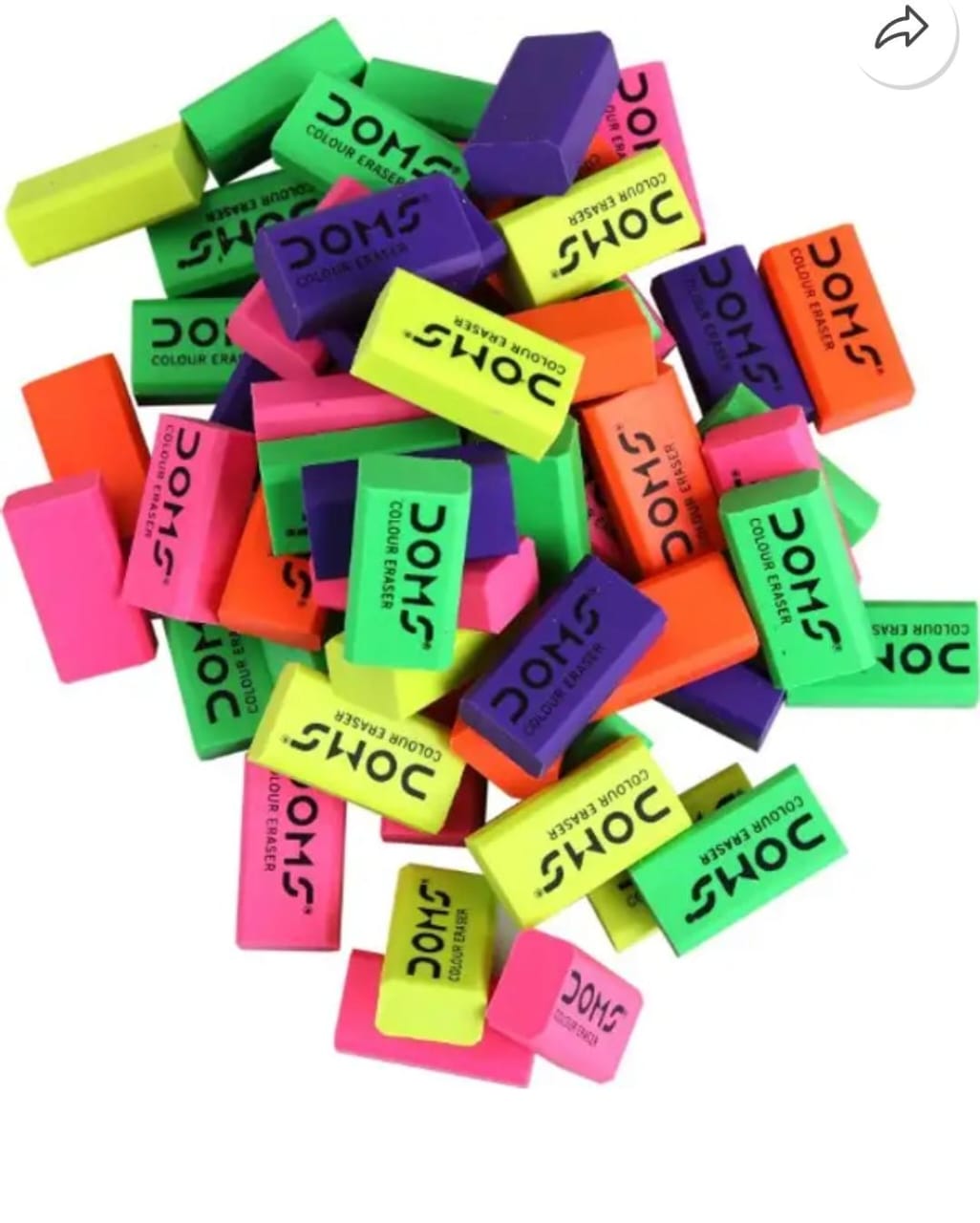 DOMS Dust-Free Coloured Non-Toxic Eraser (Set of 100, Multicolor)
