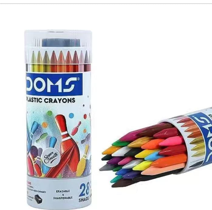 Doms Plastiic Crayons Round Tin 28 Shades