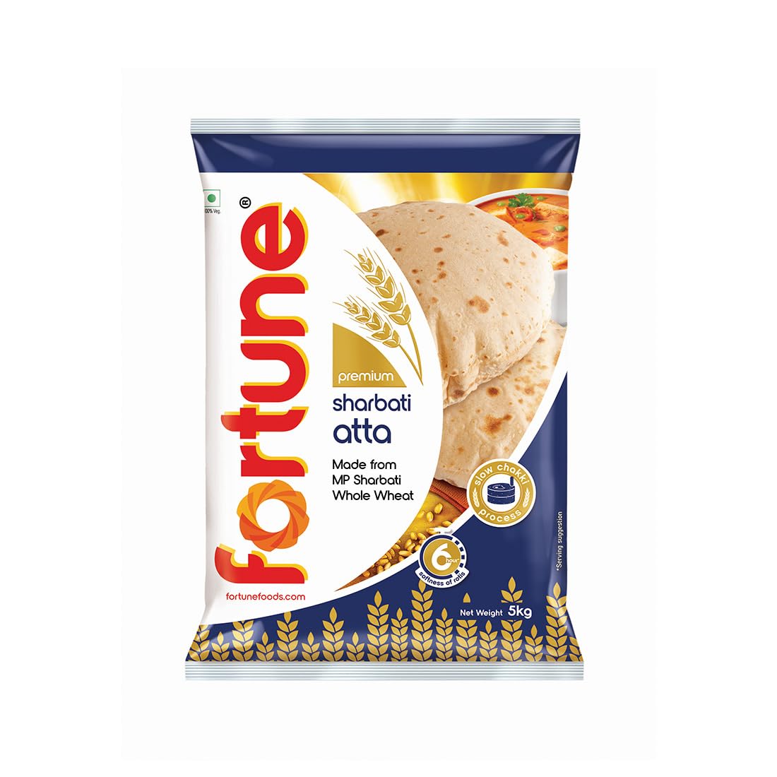 Fortune Premium Sharbati Atta 5Kg | 100% MP Sharbati Whole Wheat Flour