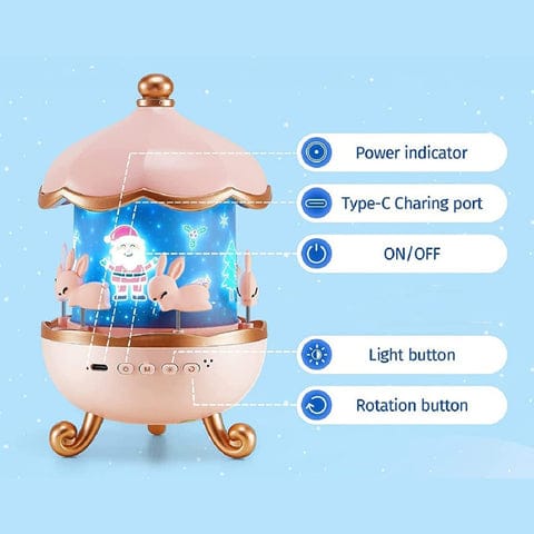 Bunny carousel rotating lad night light (1pic)